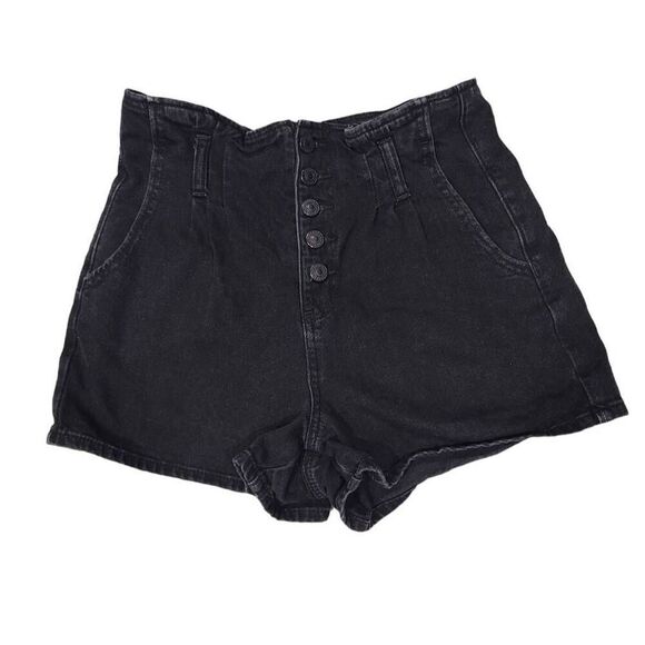 American Eagle Outfitters Mom Shorts Womens 4 Black Button Front Western Wear - Picture 1 of 5